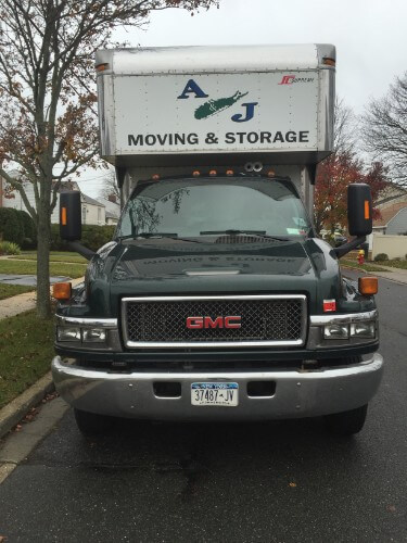 Front view of moving truck belonging to A & J Moving the Mineola movers